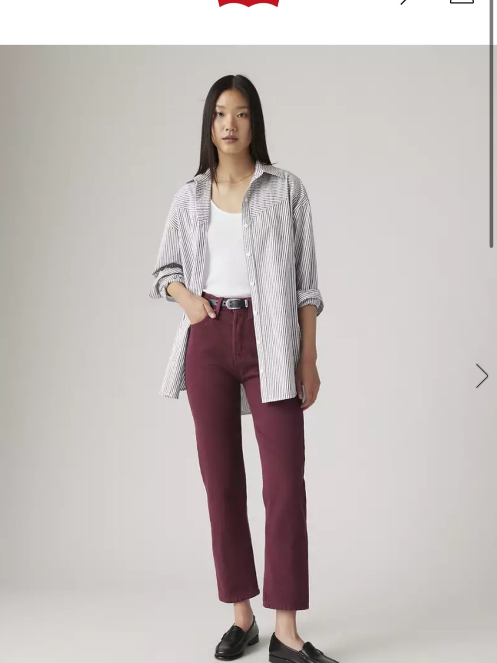 Levi's 501 Original Cropped Jeans in Deep Burgundy